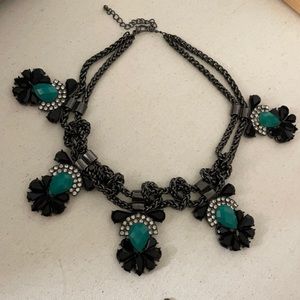 Oxidized emerald boho necklace